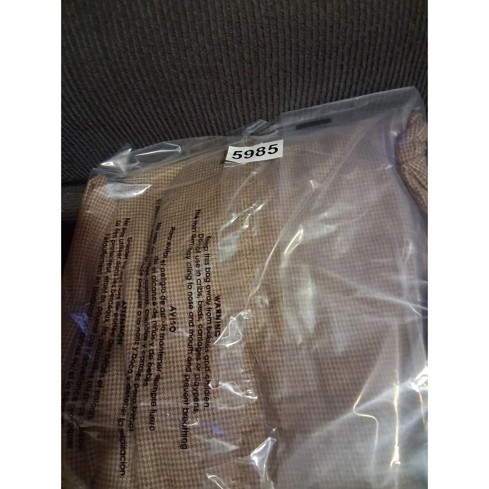 Polo Ralph Lauren Mens Large Brown Houndstooth Pima Cotton Long Sleeve Polo